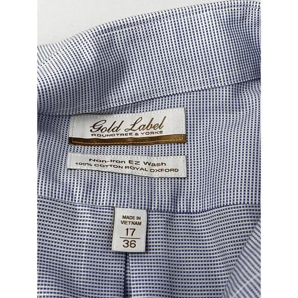 Gold Label Roundtree & York Non-Iron Long Sleeve size 17/36 Pre-Owned with stain - Picture 9 of 11
